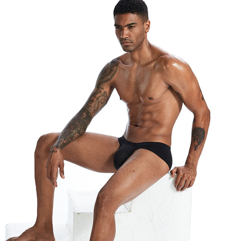 Nylon Ice Silk Breathable And Comfortable Low-Waist U-Convex Big Pouch Men'S Briefs