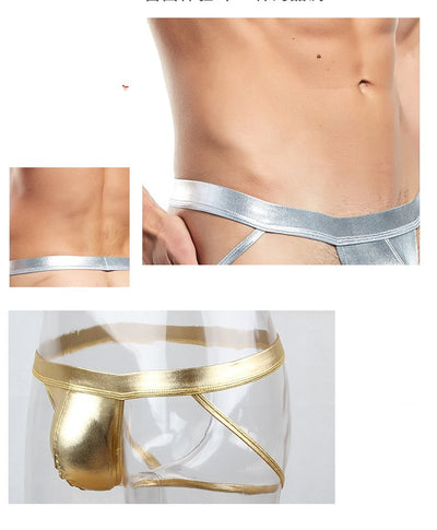 Double G-string U Convex Solid Color Sexy Double G-string Patent Leather Underwear