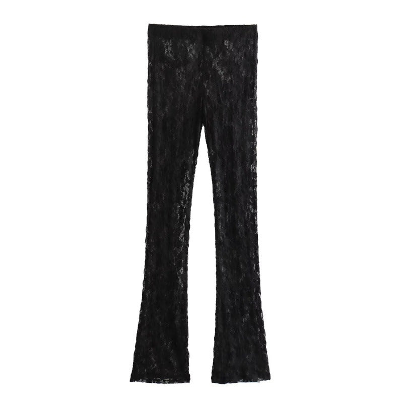 Fashionable and Sexy Lace Jumpsuit with Slit Pants Set