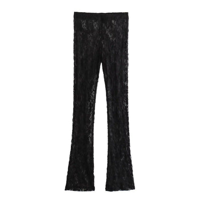 Fashionable and Sexy Lace Jumpsuit with Slit Pants Set