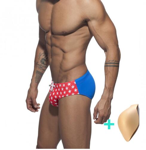 Man's Low Rize Swimming Tight Push-up Pad Swim Trunks Sport Briefs Swimwear Low Waist Gay Beach