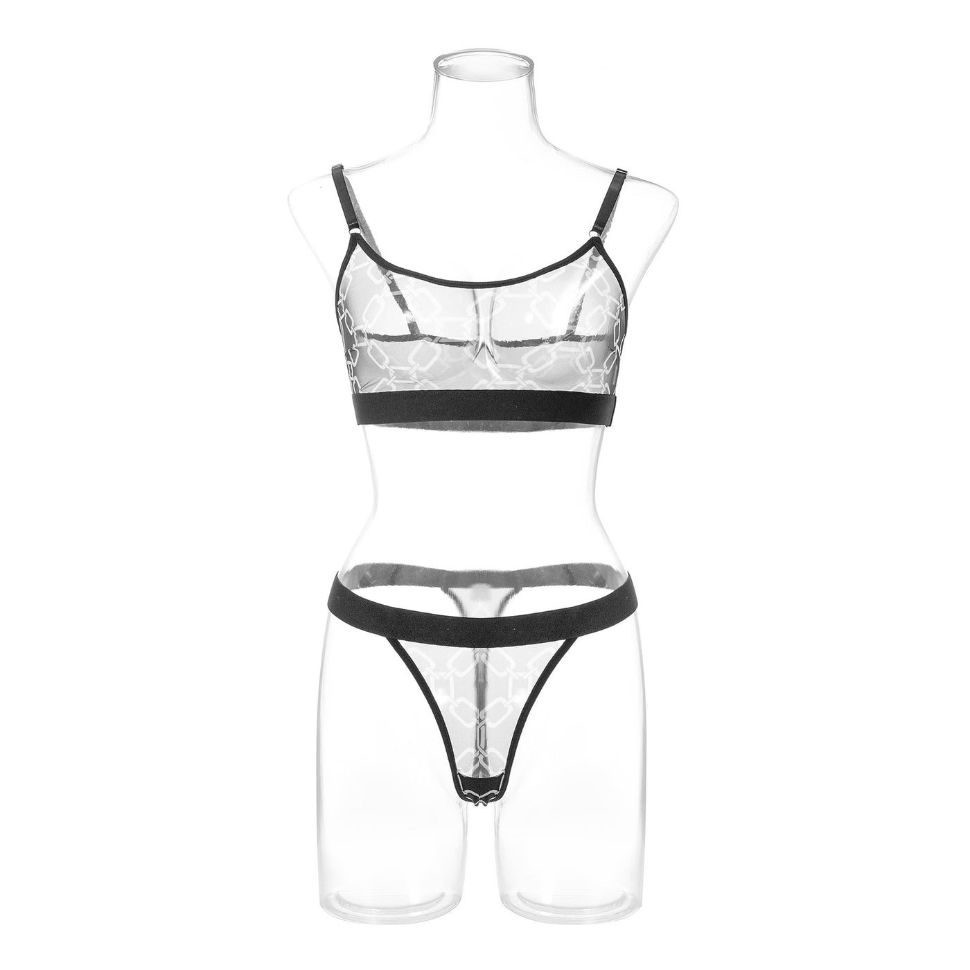 Sexy Women's Mesh Printed Underwear Bra Sex Set
