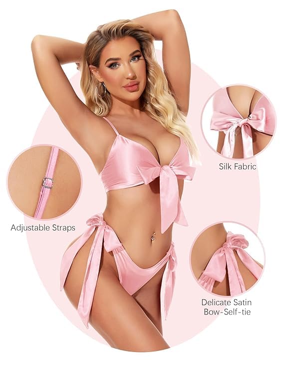 Babydoll Bikini Set| Non-Padded Bra & Panty | Nightwear/Lingerie/Negligee| Hot & Sexy for Couples Honeymoon/First Night (Green, Red, Pink, Maroon)