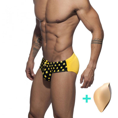 Man's Low Rize Swimming Tight Push-up Pad Swim Trunks Sport Briefs Swimwear Low Waist Gay Beach