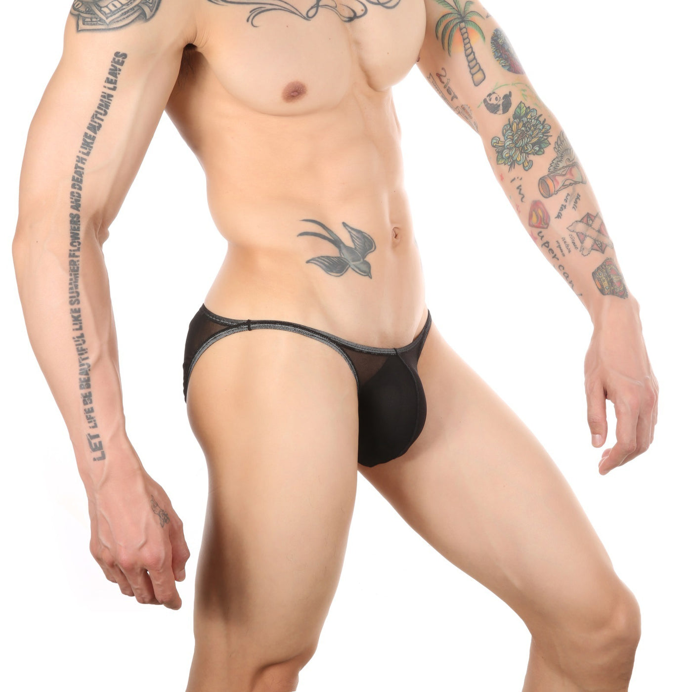Men's Side Open Waist Breathable Briefs Low Waist Mesh Panties
