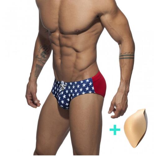 Man's Low Rize Swimming Tight Push-up Pad Swim Trunks Sport Briefs Swimwear Low Waist Gay Beach