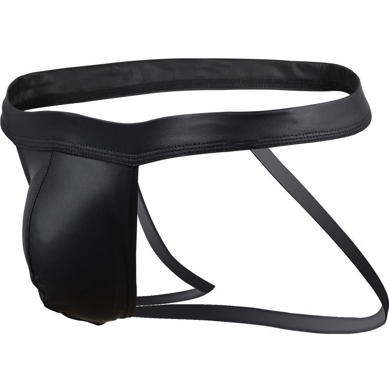 Double G-string U Convex Solid Color Sexy Double G-string Patent Leather Underwear