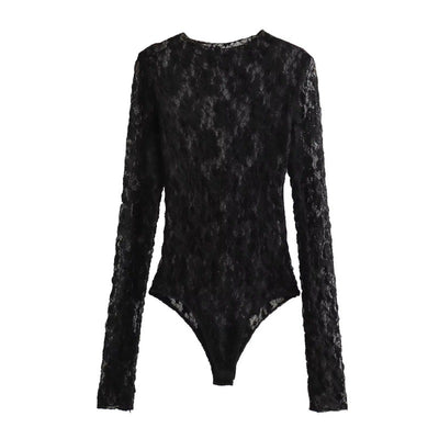 Fashionable and Sexy Lace Jumpsuit with Slit Pants Set