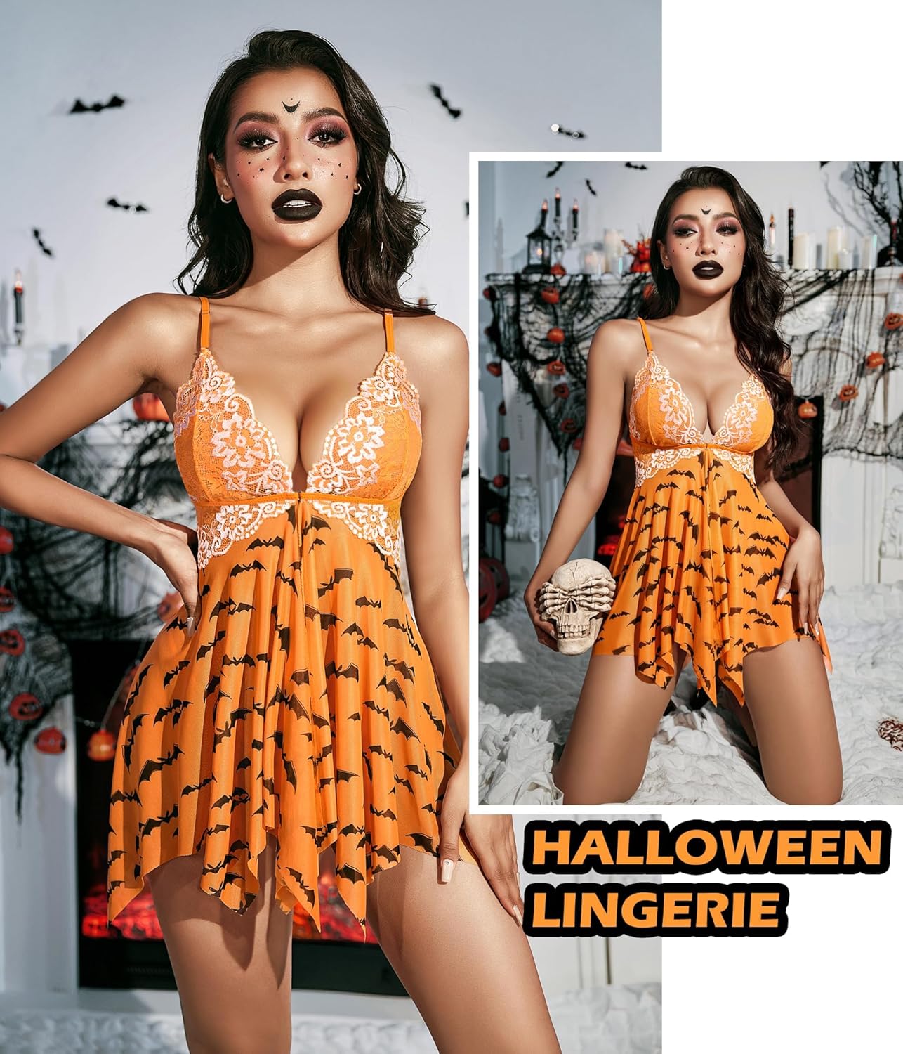 Women Lace Lingerie Front Closure Babydoll V Neck Nightwear Sexy Chemise Nightie Chrismas Bikini Girlfriend Wife Babydoll Valentine Festival