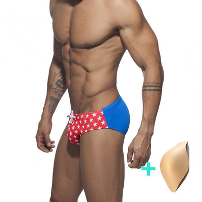 Man's Low Rize Swimming Tight Push-up Pad Swim Trunks Sport Briefs Swimwear Low Waist Gay Beach