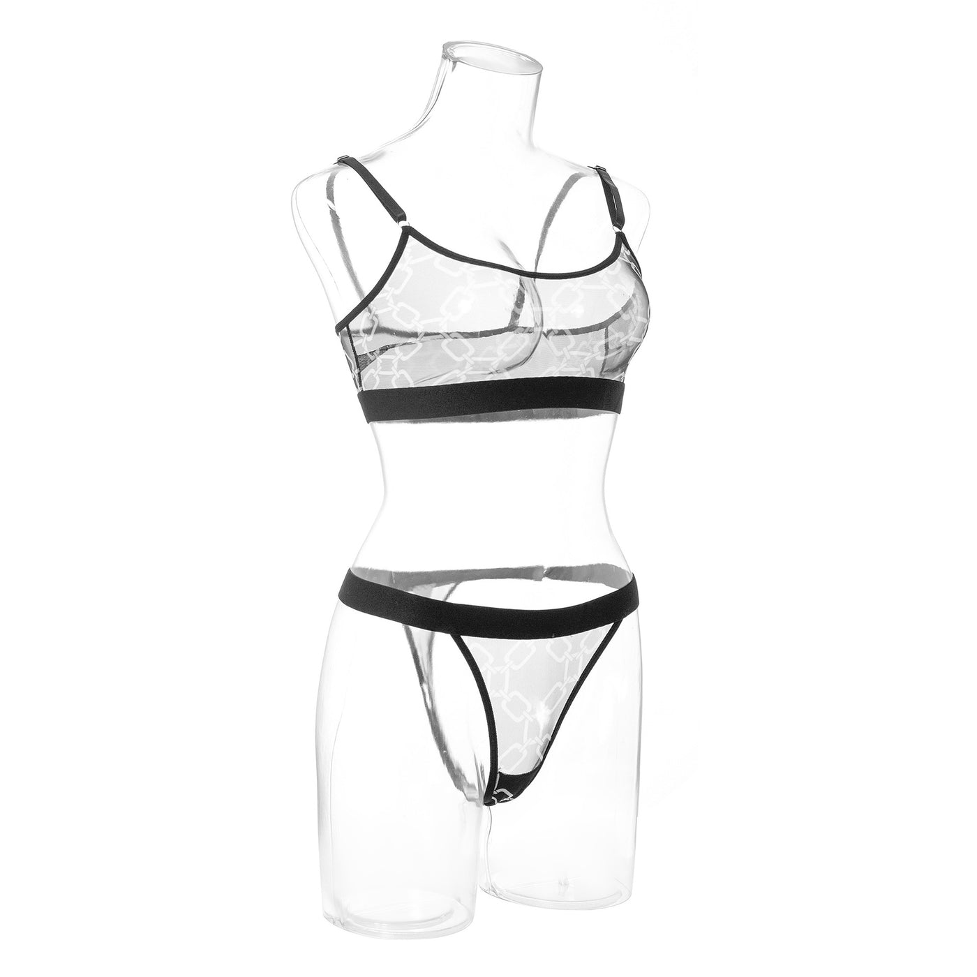 Sexy Women's Mesh Printed Underwear Bra Sex Set