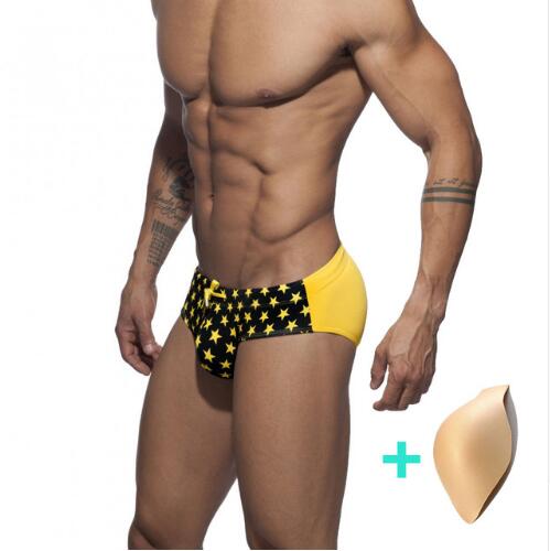 Man's Low Rize Swimming Tight Push-up Pad Swim Trunks Sport Briefs Swimwear Low Waist Gay Beach