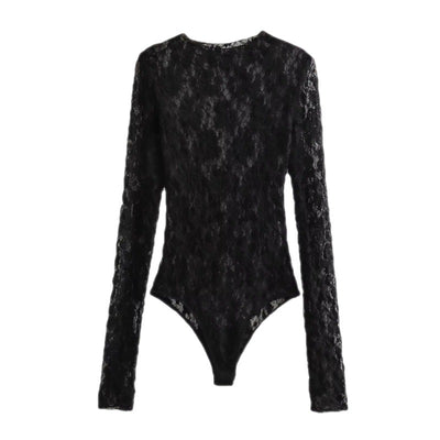 Fashionable and Sexy Lace Jumpsuit with Slit Pants Set