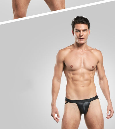 Double G-string U Convex Solid Color Sexy Double G-string Patent Leather Underwear